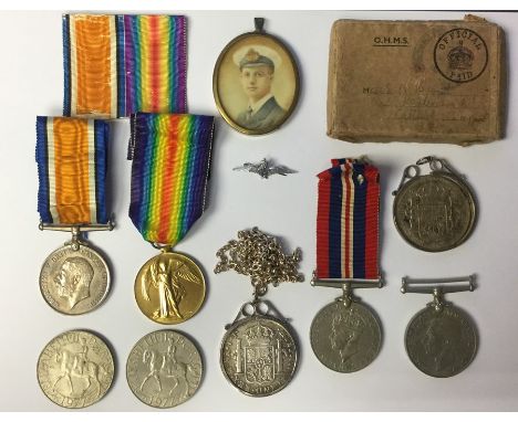 WW1 British War and Victory Medal to M-284268 Pte G Baker, ASC. Complete with original ribbons. Along with a WW2 British War 