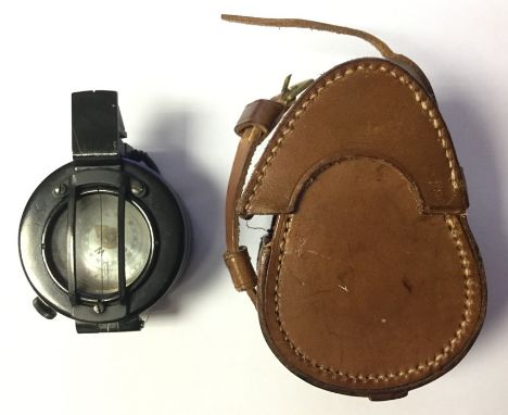 British WD Prismatic Compass MkIII. Marked ckc/C with Broad Arrow and serial number 26433C. Complete with all original black 