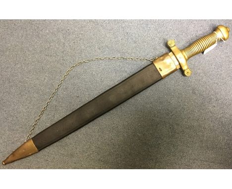 French Model 1831 Foot Artillery Short Sword. Double edged 49cm blade. Maker marked and dated "Talbot Fs Paris, 1832". Proof 