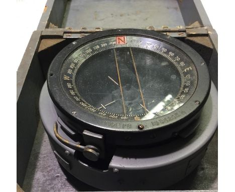 WW2 British RAF P8 Aircraft Compass as used in Spitfires, etc. Complete with all original grey painted finish. Marked "Broad 