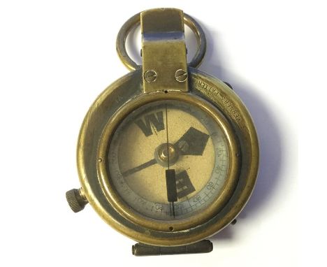 WW1 British Prismatic Compass. Maker marked "Short &amp; Mason Ltd". Serial No. 8235. Broad Arrow marked and dated 1914.