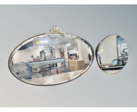 Two Art Deco style frameless mirrors 