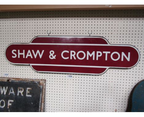 A B.R (M) Station totem SHAW &amp; CROMPTON, fully flanged, some chipping to the enamel 