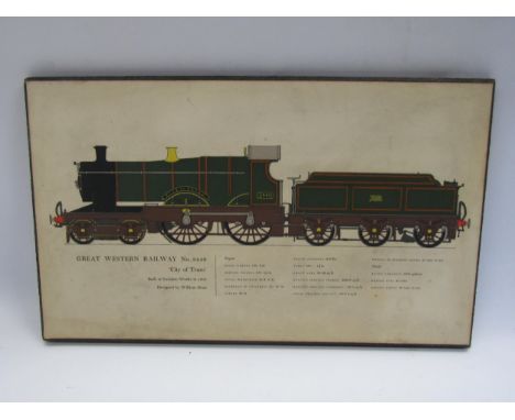 A GWR locomotive print of No. 3440 "City of Truro", 44 x 26cm 