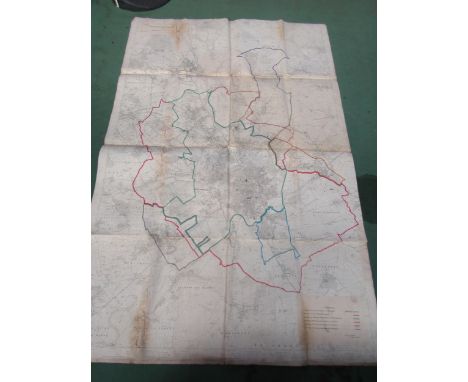 A quantity of rolled ordnance survey maps, some relating to Nottinghamshire city extensions 