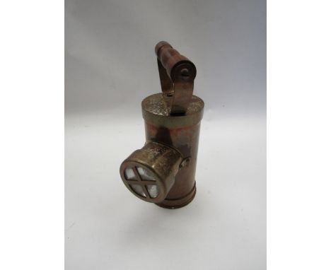 A brass miners style lamp with plaque - The Ceag Lamp 