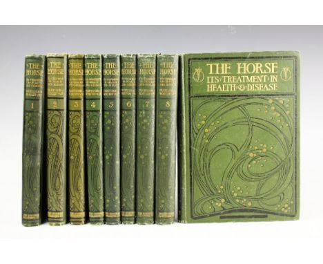 WORTLEY (J), THE HORSE, IT'S TREATMENT IN HEALTH AND DISEASE, 9 vols, colour plates, green cloth with gilt lettering, London,