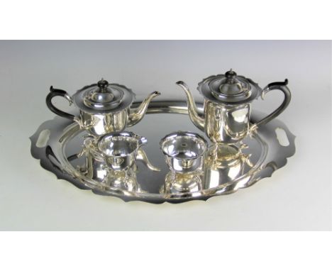 A Mappin & Webb Princes plate five piece tea and coffee service, circa 1900, each of plain form and with ogee rims comprising