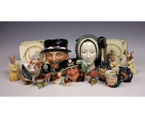 A selection of collectable ceramics, to include; Royal Doulton character jugs: Beefeaters 16cm high, Anne Boleyn 18cm high, L