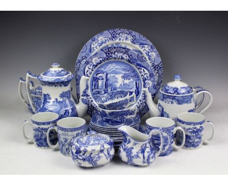 A selection of Spode England Italian design tea wares comprising; twelve teacups and saucers, a large milk jug, sugar bowl an