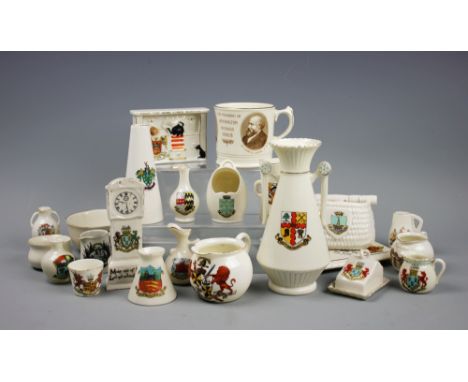 A collection of Goss and other crested china items, to include a Goss Nottinghamshire vase 17cm, a Goss Duke of Argyll jug an