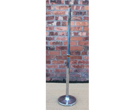 An Art Deco chrome and brass standard lamp, the hexagonal column with a central cylindrical detailing, on circular base, 146c