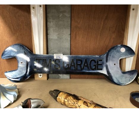 A METAL 'TIMS GARAGE' SPANNER SIGN 
