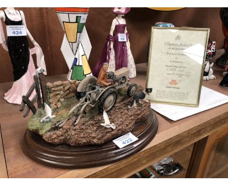 A COUNTRY ARTISTS LIMITED EDITION 'THE LAST FURROW' TRACTOR / FARMING FIGURE GROUP BY KEITH SHERWIN, LIMITED NUMBER 298/1500 