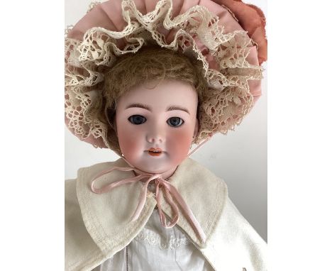 French SFBJ Antique 21&rdquo; Antique doll with 2 pull cord working crier mechanism bellow interior movement( still working) 