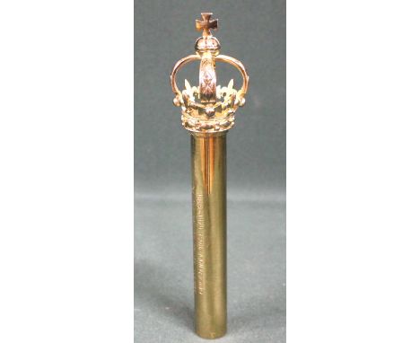 A brass commemorative tipstaff with crown finial "1829-1979, 150th Anniversary of the British Police Service" 21.5cm long