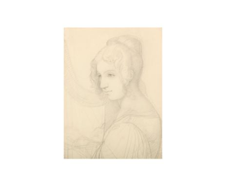 ABATE GIUSEPPE BALLANTI (ITALIAN 1735-1824)Portrait of a young lady playing a harpPencil21 x 16cm (8 1/4 x 6 1/4in)Abate Bell
