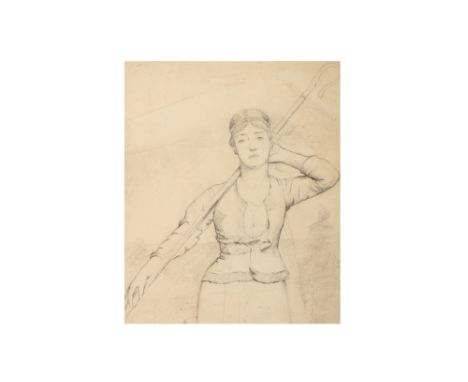 WALTER JENKS MORGAN RBA RBSA&nbsp; (BRITISH 1847-1924) Study of a shepherdess Pencil 32 x 26cm (12 3/4 x 10 1/4in)