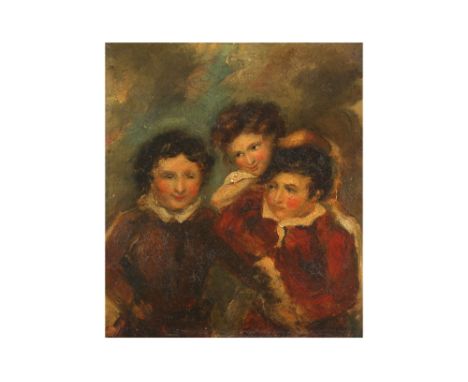 CIRCLE OF BENJAMIN ROBERT HAYDON (BRITISH 1786-1846)Portrait of three boys (possibly the artist's sons)Oil on board16.5 x 14.