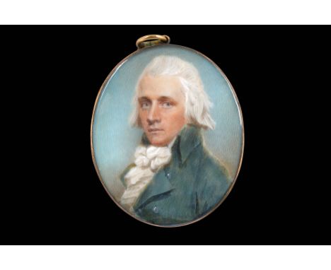 CHARLES SHIRREFF (SCOTTISH circa 1750-circa 1809)
Portrait miniature of a Gentleman, wearing pale blue coat with silver butto