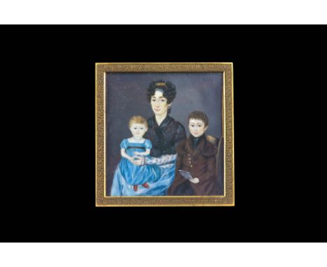 FRENCH NAIVE SCHOOL (Circa 1828)

Portrait miniature of Madame Gÿs-Crepin avec ses enfants - she wearing a black dress, her c