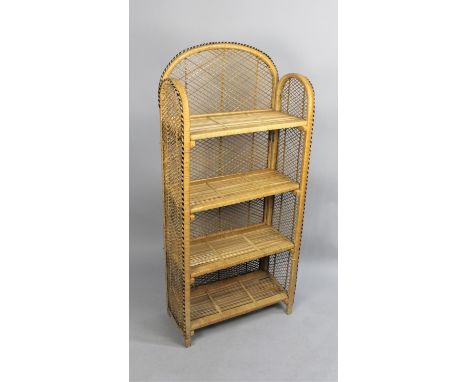 A Rattan Style Four Shelf Galleried Open Bookcase, 58cm wide 