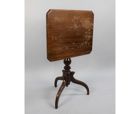 A Late Victorian Mahogany Tripod Table with Rectangular Snap Top, Some Water Damage, 60x50cm 