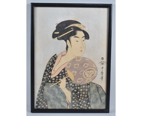 A Framed Japanese Woodblock Print, Actress, 34x24cm 