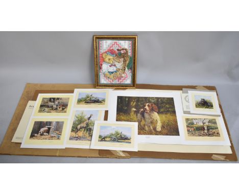 A Collection of Various Unframed Limited Edition David Shepherd Prints Together with a Needle Point Tapestry 