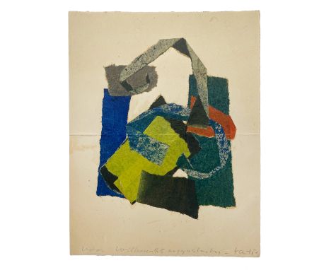 WERKMAN, Sophia Gerharda ('Fie') (1915-2002). (Untitled composition). Collage, cold. paper. With dedication in pencil to Will