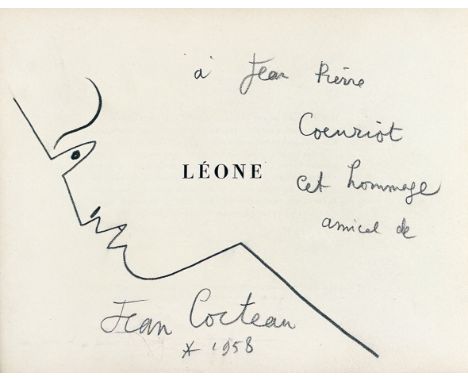 COCTEAU, J. Léone. (Paris, Gallimard), 1945. (4), 120, (2) pp. W. 2 plain lithogr. plates by the author. 8°-obl. Obrds., uncu