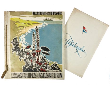 ADOLFS, G.P. Bali and Java - Java-China-Japan-Lijn. (Ca. 1938). Pen and ink drawings w. small explanatory texts. Or. cold. wr