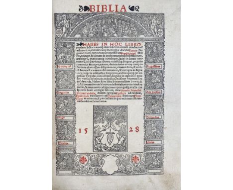 BIBLES -- BIBLIA LATINA -- BIBLIA. Habes in hoc libro (…). (Old Testament only). (Lyon, Antoine du Ry for Franciscus Turcus, 