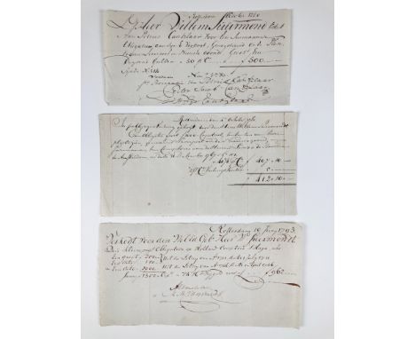 SURINAMESE PLANTATION BONDS -- "EEN SURINAAMSE OBLIGATIE aan (Petrus [Pieter Jacob] Cantzlaar), genegotieerd (door Willem Sue