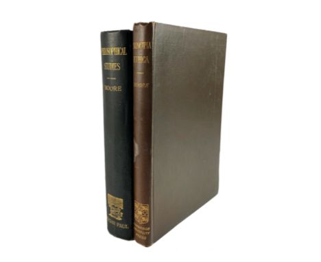 MOORE, G.E. Principia Ethica. Cambr., 1903. xxvii, (1), 232 pp. Or. gilt lettered cl. (Sm. stain on spine, remnants of ticket