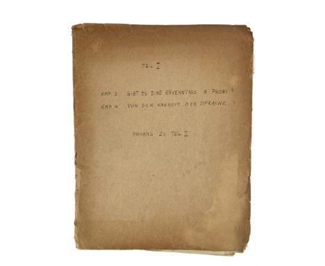 WIENER KREIS -- WAISMANN, Friedrich (1896-1959). Typescript draughts in German on philosophy, philosophy of language, meaning