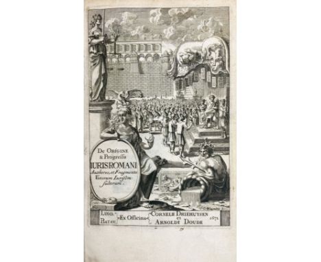 LEEUWEN, S. v., (ed.). De origine &amp; progressu juris civilis Romani. Authores &amp; fragmenta veterum jurisconsultorum, cu