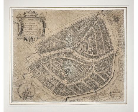 LOW COUNTRIES -- LEIDEN -- "LUGDUNI BATAVOR[UM] Leyden in Hollant". (Leiden), P. Bast, 1600. Engr. plan by Pieter Bast of the