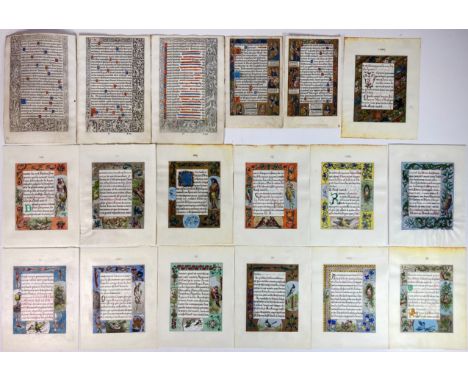BOOK OF HOURS, loose leaves from a, printed on vellum. (Style of Thielman Kerver, c. 1500). 6 lvs., printed on r° and v° on v