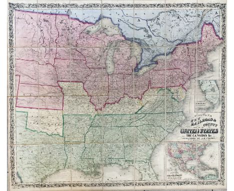 NORTH AMERICA -- "COLTON'S NEW RAILROAD &amp; COUNTY MAP OF THE UNITED STATES, The Canadas &amp;c.". NY, J.H. Colton, 1862. S