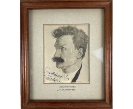 STREUVELS -- FONTEYNE, Jules (1878-1964). (In profile portrait of Stijn Streuvels). N.d. Lithogr./photogr. of a drawing (?). 