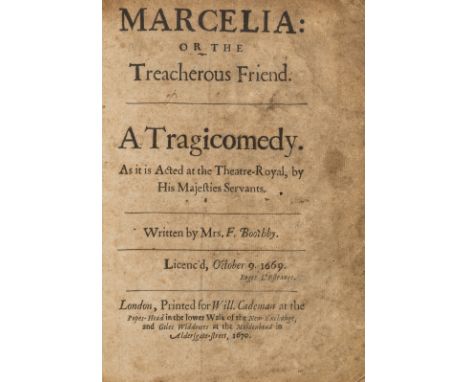 Boothby (Francis) Marcelia : or the Treacherous Friend, first edition, woodcut initials and headpieces, title browned and rat