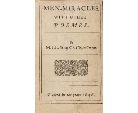 Angling poem.- L[luelyn] (M[artin]) Men-Miracles. With other Poems, first edition, title within double-rule border with woodc