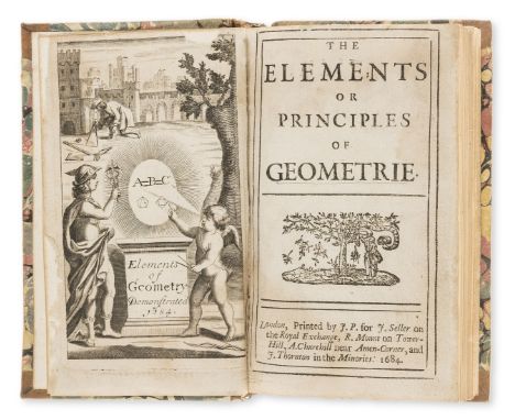 Geometry.- Elements (The) or Principles of Geometrie, engraved frontispiece (margins chipped just within image), and 7 foldin