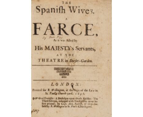 [Pix (Mrs. Mary)] The Spanish Wives. A Farce, first edition, the Roxburghe-Harlech copy, title with typographic decoration, f