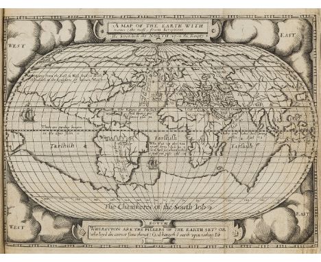 Broughton (Henry) A Concent of Scripture, second edition, engraved architectural title, engraved folding world map after the 