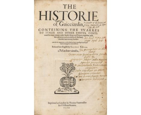 Guicciardini (Francesco) The Historie . . . conteining the Warres of Italie and other partes, first edition in English, title