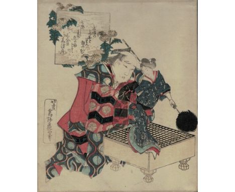 Katsushika Hokusai (1760-1849). Group of six Japanese woodblock prints from the 19th century. This lot includes black and whi