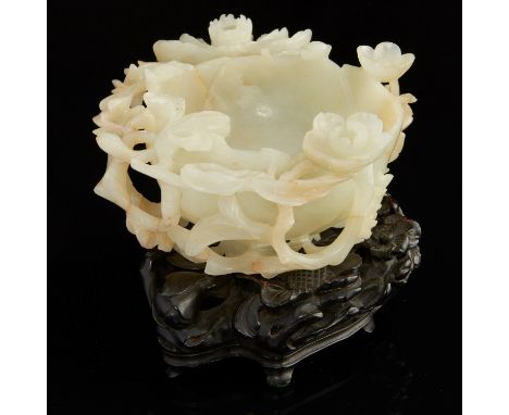 An excellent example of Chinese jade carving of the late Qing, this brush washer exhibits the fine craftsmanship and material