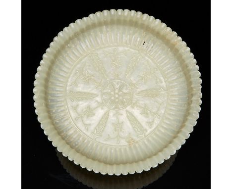 One Chinese early 19th century Mughal-style jade bowl. A stunning example of Mughal-style jade carving, this is a rare and hi